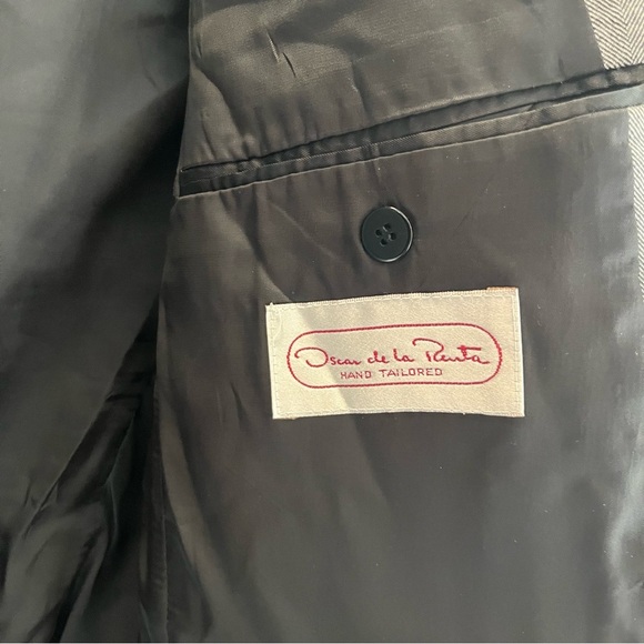 Oscar de la Renta Grey Double Breasted Suit Jacket 41R - Picture 5 of 5